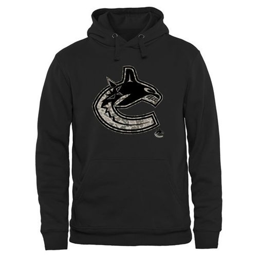 Men's Vancouver Canucks Black Rink Warrior Pullover Hoodie - Click Image to Close